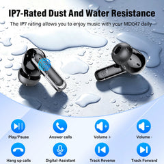 Wireless Earbuds Bluetooth 5.4 Headphones, Deep Bass Loud Clear Sound with Noise Cancelling Mic, LED Display 60H Playing Time in-Ear Headphones with Wireless Charging Case for iPhone Android, Black