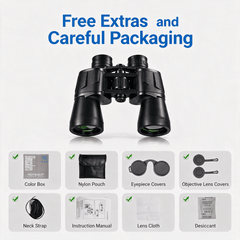 20x52 High Power Binoculars, 28mm Large Eyepiece, BAK4 Prism FMC Lens, IPX4 Waterproof with Smartphone Adapter, Black for Bird Watching Hunting Hiking